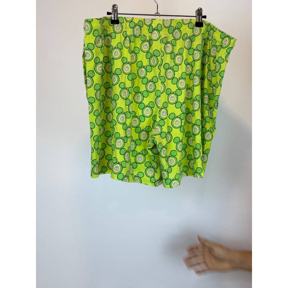 Disney Mickey Mouse Avocado Pajama Shorts Mens XXL Green All Over Print Lounge - Picture 2 of 7